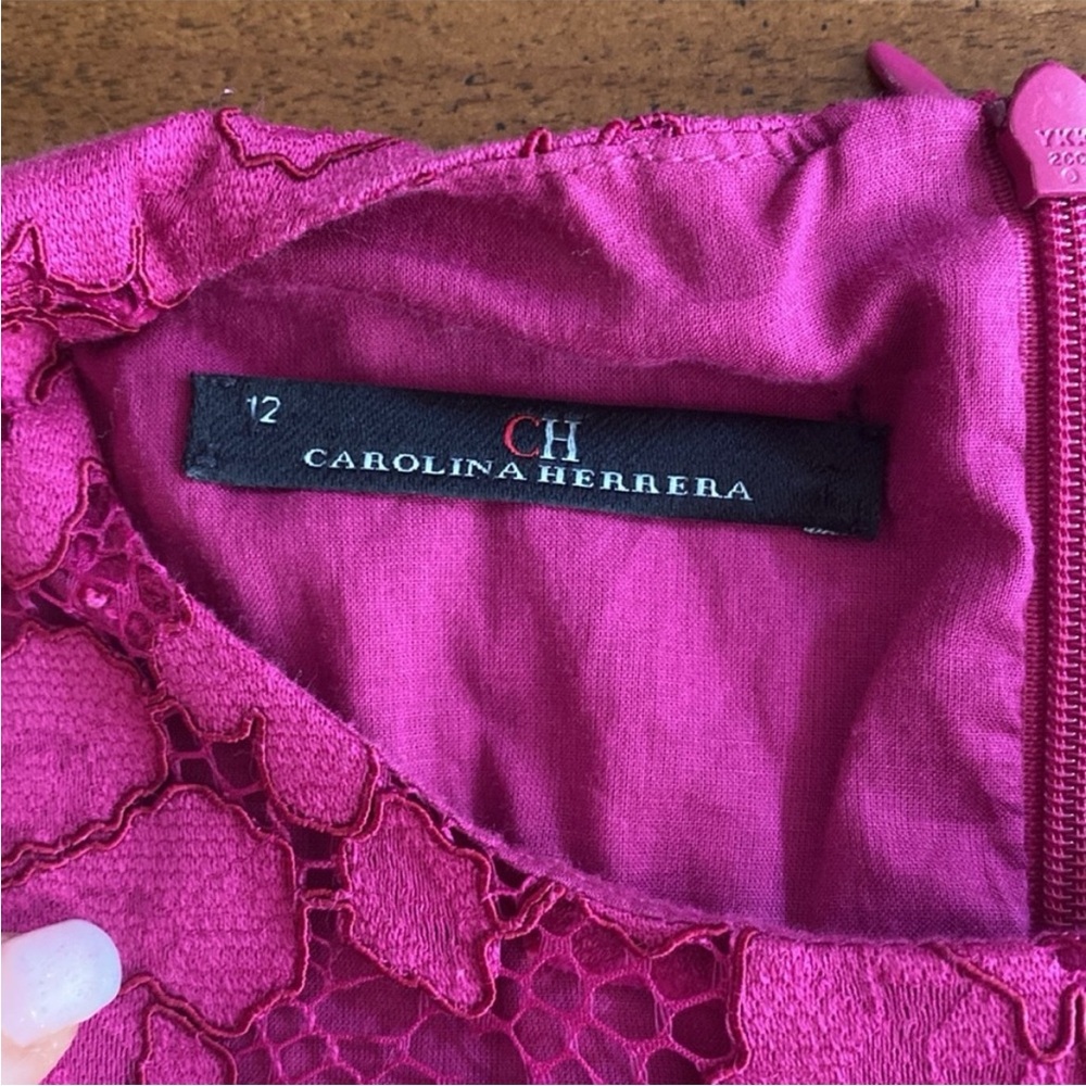 Carolina Herrera Girls Fuchsia Lace Dress